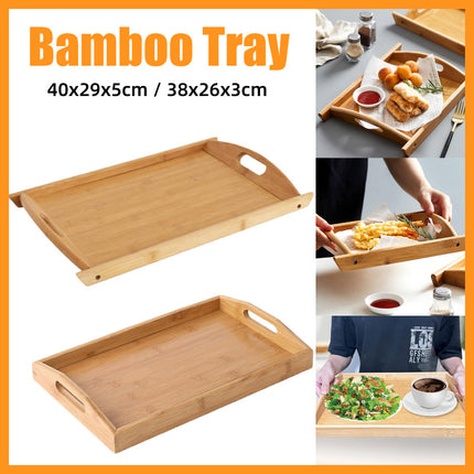 Rectangular Bamboo Tray Household Tea Serving Plate Kitchen Snack Dish Organizer