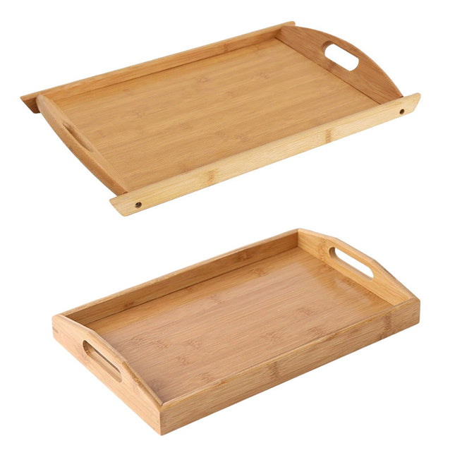 Rectangular Bamboo Tray Household Tea Serving Plate Kitchen Snack Dish Organizer