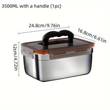 3500ml Stainless Steel Lunch Box Food Storage Container Meal Prep Crisper