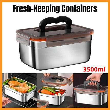 3500ml Stainless Steel Lunch Box Food Storage Container Meal Prep Crisper