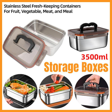 3500ml Stainless Steel Lunch Box Food Storage Container Meal Prep Crisper