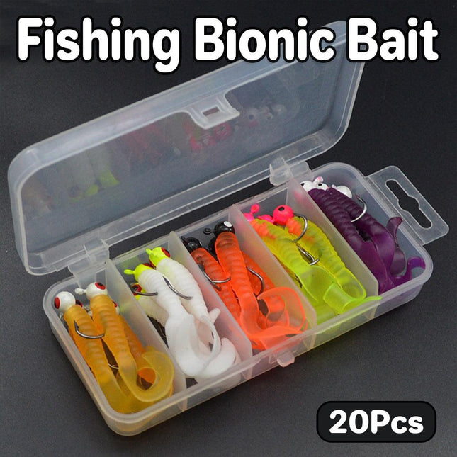 20PCS Soft Fishing Lures Bionic Worm Artificial Bait for Bass Trout Freshwater
