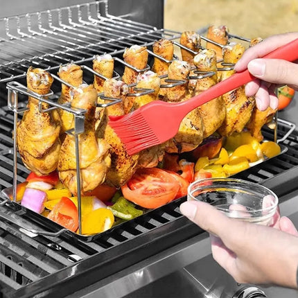 Folding Grilled Chicken Leg Plate Stainless Steel BBQ Grill Rack Outdoor Tool