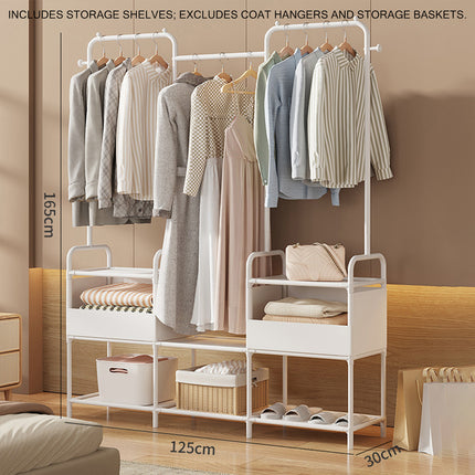 Simple Clothes Rack Steel Frame Non-Woven Fabric Durable for Bedroom Storage Use