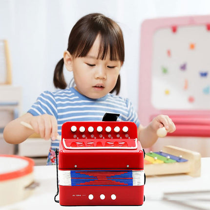 Portable 7-Key Accordion for Kids Beginners Early Music Education Home School