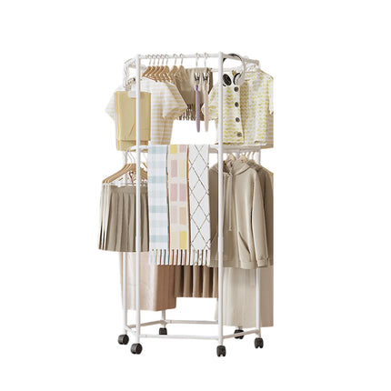Floor-Standing Rotating Clothes Rack with Wheels Mobile Thickness Steel Pipe