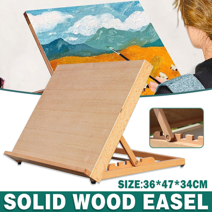 Tabletop Solid Wood Easel Wooden Display Stand Natural Wood Adjustable Durable
