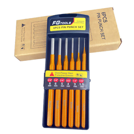 6PCS Pin Punch Set 1/16-5/16 Inch Cr-Mn Steel for Automotive Garage Workshop