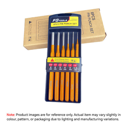 6PCS Pin Punch Set 1/16-5/16 Inch Cr-Mn Steel for Automotive Garage Workshop