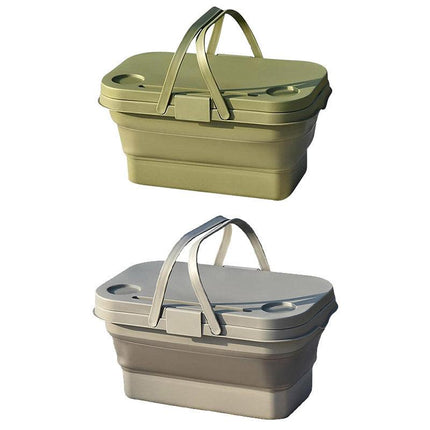 Outdoor Picnic Basket with Lid Folding Camping Storage Carrying Multifunctional