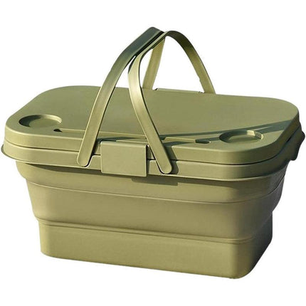 Outdoor Picnic Basket with Lid Folding Camping Storage Carrying Multifunctional
