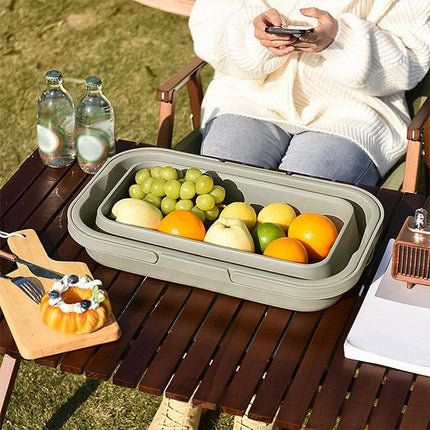 Outdoor Picnic Basket with Lid Folding Camping Storage Carrying Multifunctional