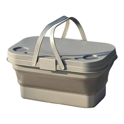 Outdoor Picnic Basket with Lid Folding Camping Storage Carrying Multifunctional