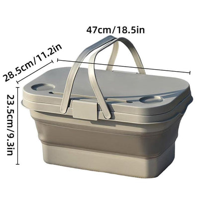 Outdoor Picnic Basket with Lid Folding Camping Storage Carrying Multifunctional