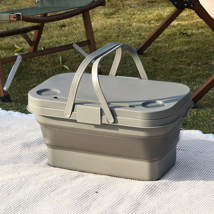 Outdoor Picnic Basket with Lid Folding Camping Storage Carrying Multifunctional
