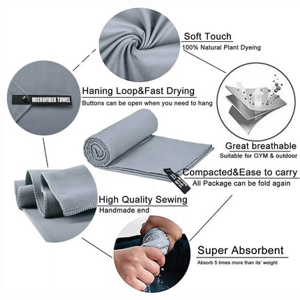 Microfiber Quick Dry Towel Set Soft Lightweight Absorbent for Gym Travel Beach