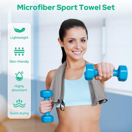Microfiber Quick Dry Towel Set Soft Lightweight Absorbent for Gym Travel Beach