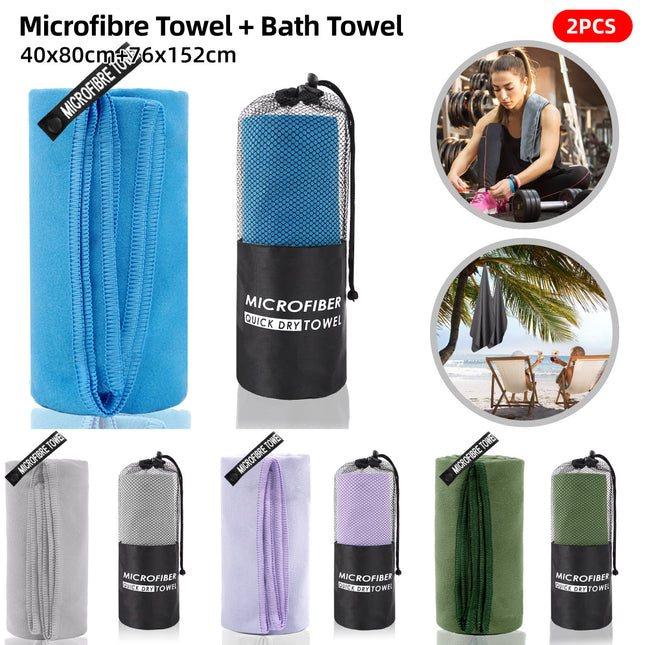 Microfiber Quick Dry Towel Set Soft Lightweight Absorbent for Gym Travel Beach