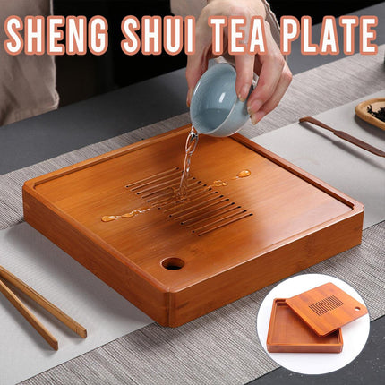 Elegant Bamboo Tea Tray Set Simple Tea Accessories Stand for Home and Office