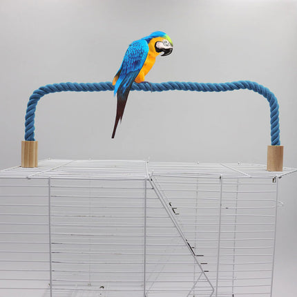 Bendable Cotton Rope Parrot Perch Bird Climbing Stand Toy Blue 3 Sizes