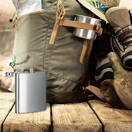 Stainless Steel Hip Flask Gift Set with Funnel and Cups Portable 7oz Metal Flask