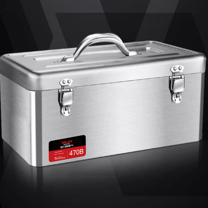 Portable Stainless Steel Toolbox Storage Organizer Durable Hand Carry Tool Case