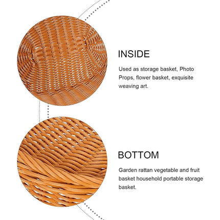 Portable Picnic Basket Imitation Rattan Storage Basket for Carrying and Picking