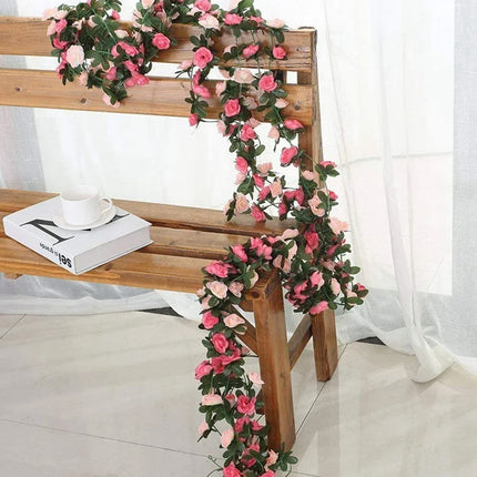 6PCS Artificial Flower Vine Wall Hanging Decoration Home Yard Durable Faux Plant
