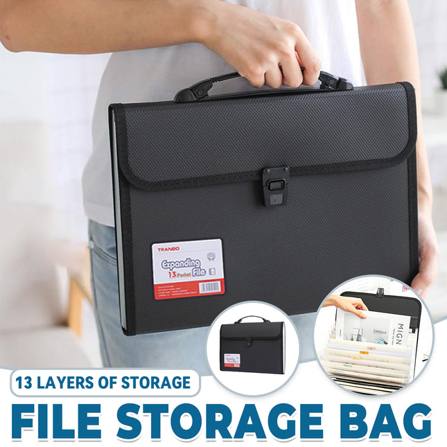 Portable 13 Layer File Bag Organizer for Office School Document Storage Handheld