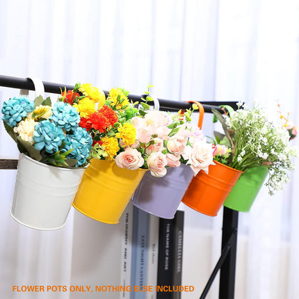 10PCS Hanging Metal Flower Bucket Durable Multicolour for Balcony Garden Decor