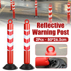 Reflective Warning Post 2PCS 80cm Detachable Rubber Base Red White Safety