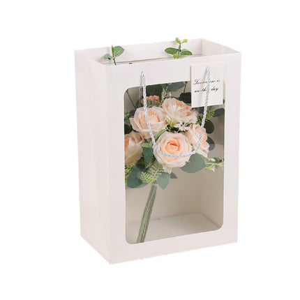 25x Thick Gift Bags with Transparent Window for Valentines Day Bouquets and Gift