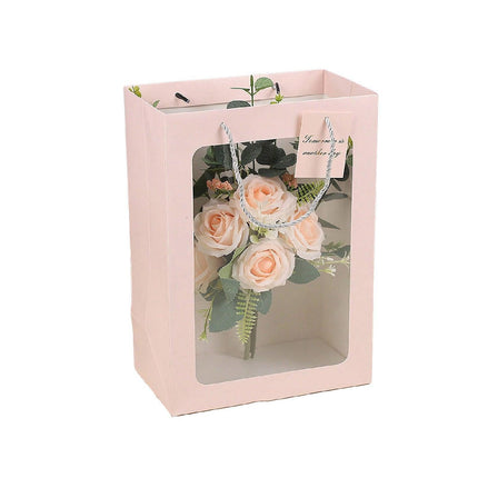 25x Thick Gift Bags with Transparent Window for Valentines Day Bouquets and Gift