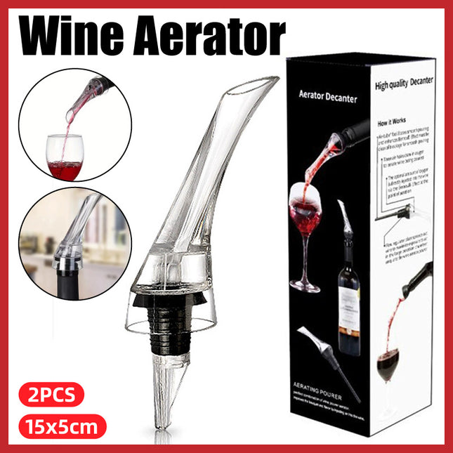 2PCS Portable Wine Decanter Dispenser Aerator Bottle Pourer Set for Party Travel