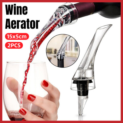 2PCS Portable Wine Decanter Dispenser Aerator Bottle Pourer Set for Party Travel
