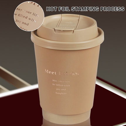 50PCS Coffee Paper Cups with Lids 330/380/500ml Disposable Takeaway Hot Drink