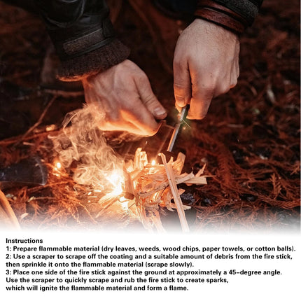 Wood Handle Fire Starter Flint Camping Fire Sticks Durable High Ignition Rate