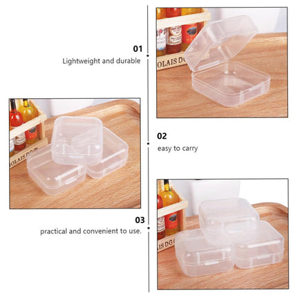 100PCS Square Transparent Storage Boxes Durable for Organizer Jewelry Beads Use