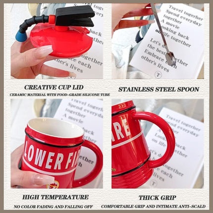 Creative Ceramic Mug Fire Extinguisher Shape Novelty Coffee Tea Cup Durable