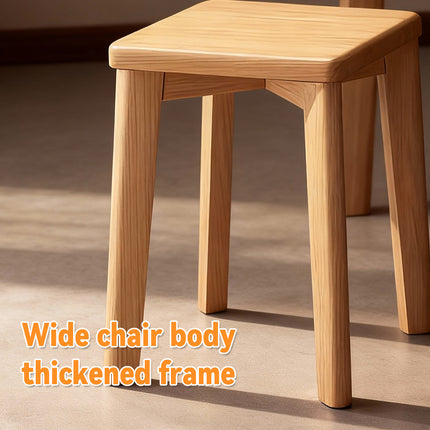Solid Wood Square Stool Stackable Seat for Dining Desk Makeup Living Room