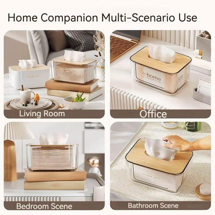 Wooden Lid Paper Towel Box Tissue Holder Napkin Organiser for Home Kitchen