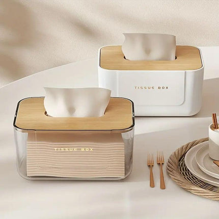 Wooden Lid Paper Towel Box Tissue Holder Napkin Organiser for Home Kitchen