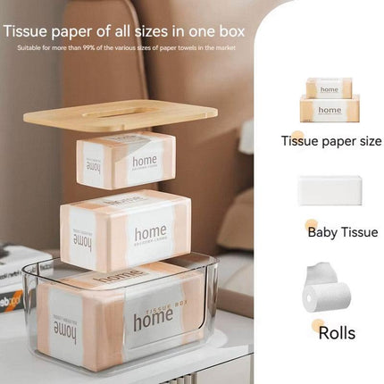Wooden Lid Paper Towel Box Tissue Holder Napkin Organiser for Home Kitchen