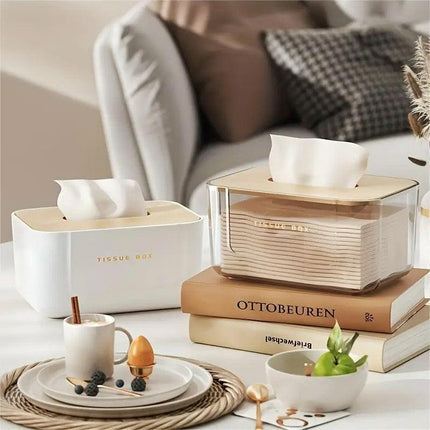 Wooden Lid Paper Towel Box Tissue Holder Napkin Organiser for Home Kitchen