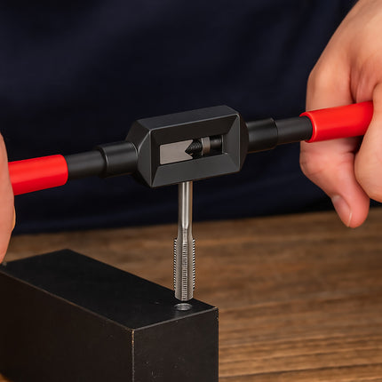 Precision Tap Wrench Adjustable M4-M12 T-Bar Black Red 285mm for Workshop DIY
