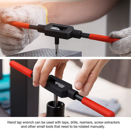 Precision Tap Wrench Adjustable M4-M12 T-Bar Black Red 285mm for Workshop DIY