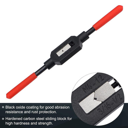Precision Tap Wrench Adjustable M4-M12 T-Bar Black Red 285mm for Workshop DIY