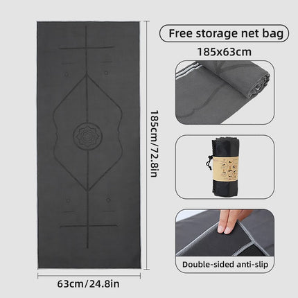 Portable Yoga Blanket with Body Position Line Non Slip Soft for Home Gym Studio