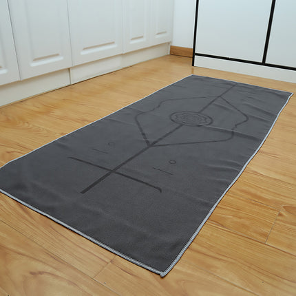 Portable Yoga Blanket with Body Position Line Non Slip Soft for Home Gym Studio