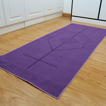 Portable Yoga Blanket with Body Position Line Non Slip Soft for Home Gym Studio